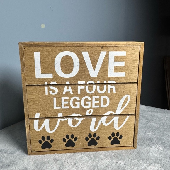 “Love Is a Four Legged Word” Pet Wall Sign | Rustic Dog Decor | New with Tag - Picture 1 of 5